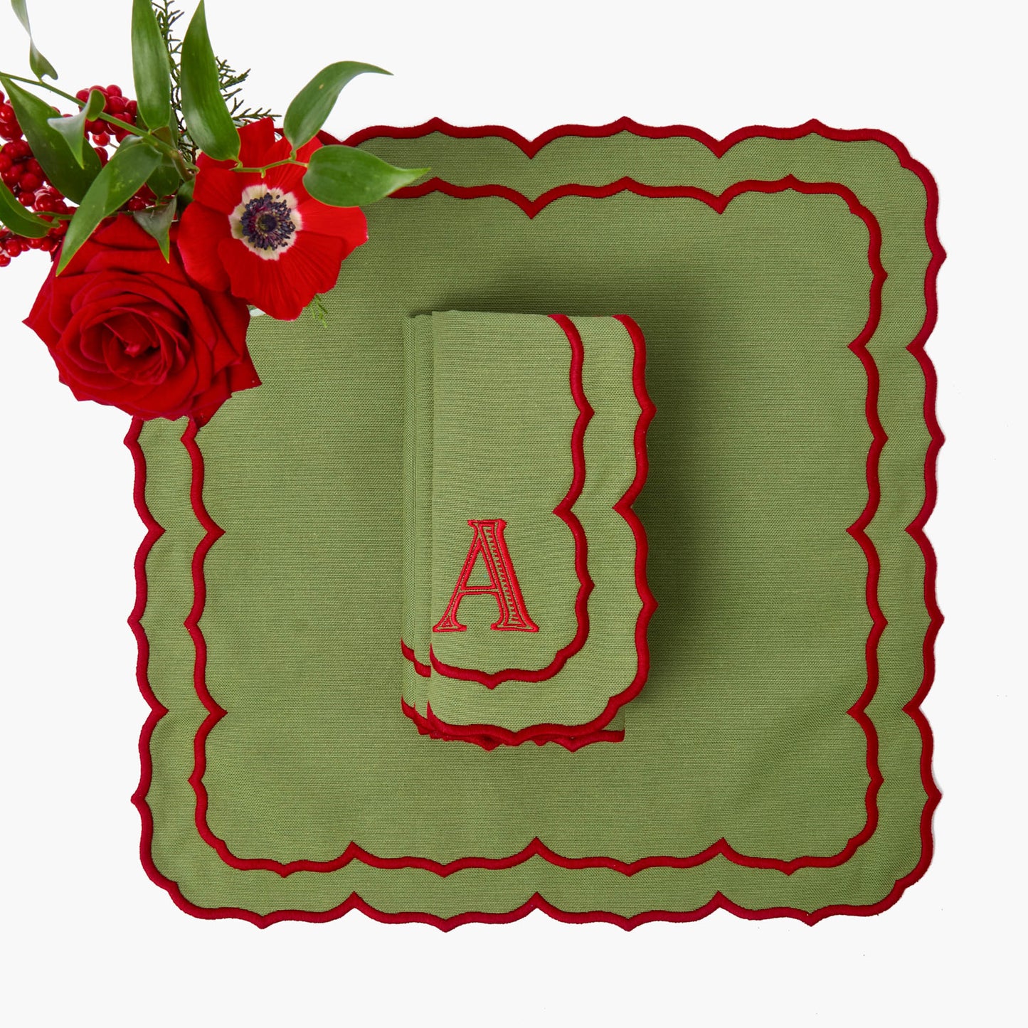 Green & Red Sylvia Napkins (Set of 4)