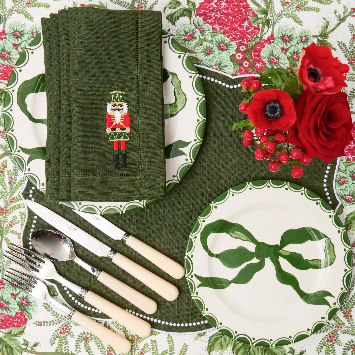 Forest Green Eloise Linen Placemats (Set of 4)