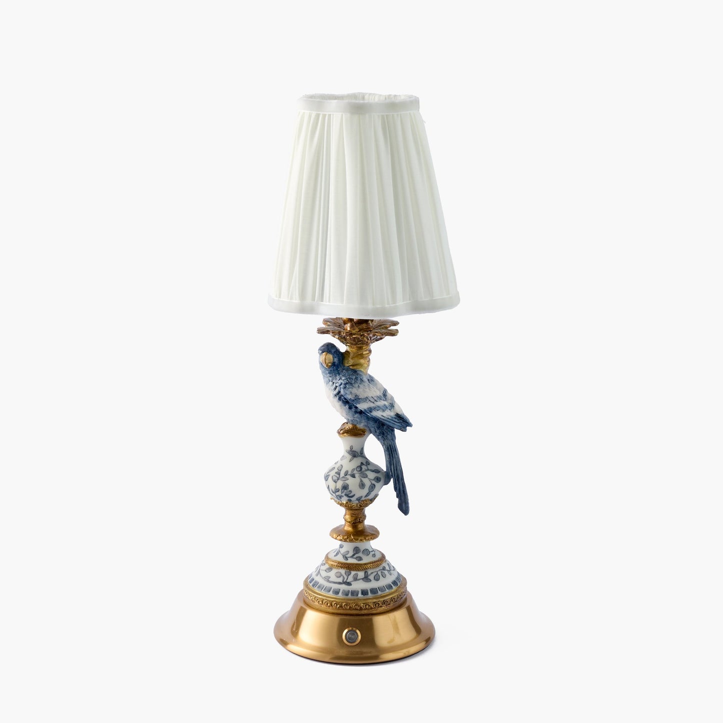 Blue Parrot Rechargeable Lamp with Cream Shade (14cm)