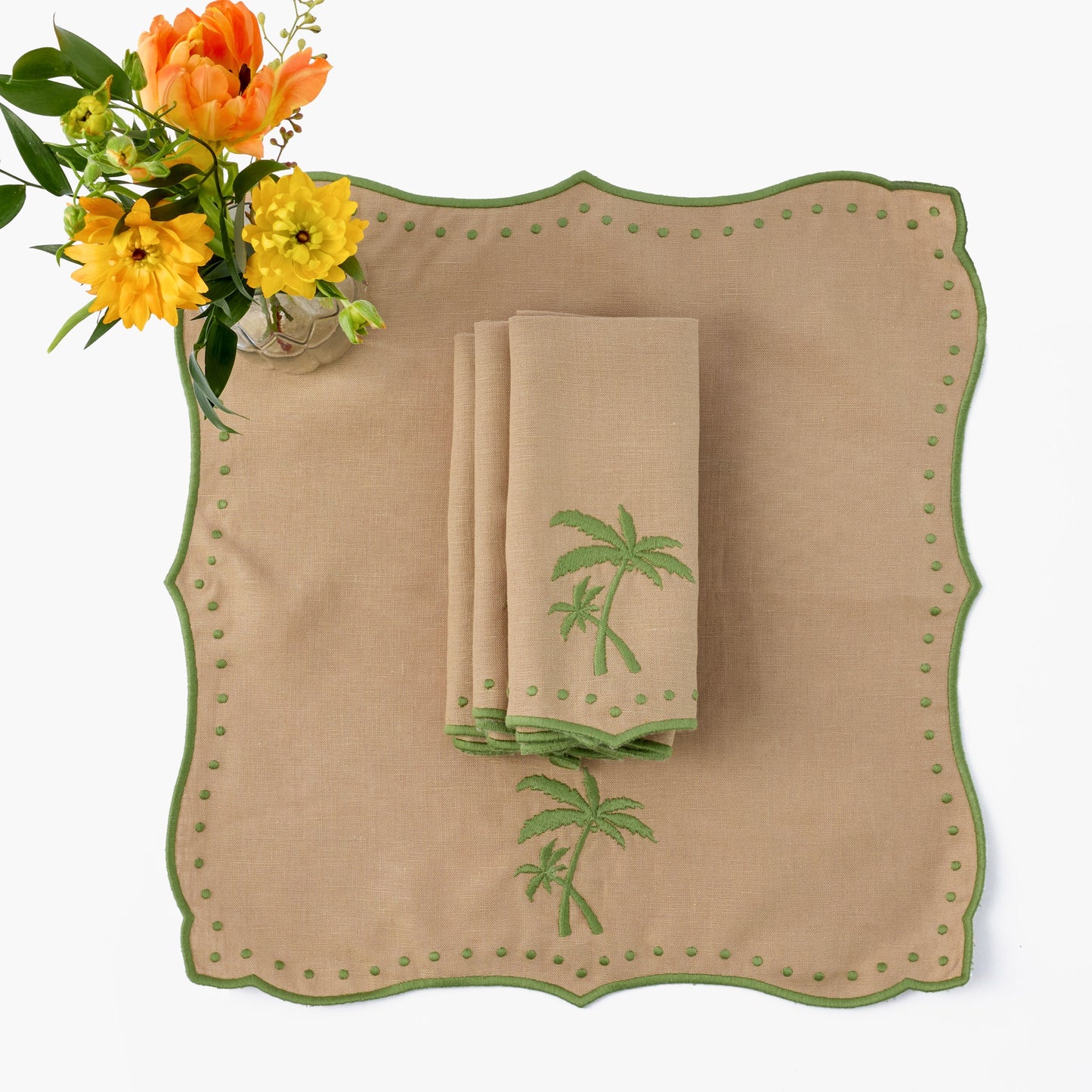 Sand & Green Celestria Palm Tree Napkins (Set of 4)