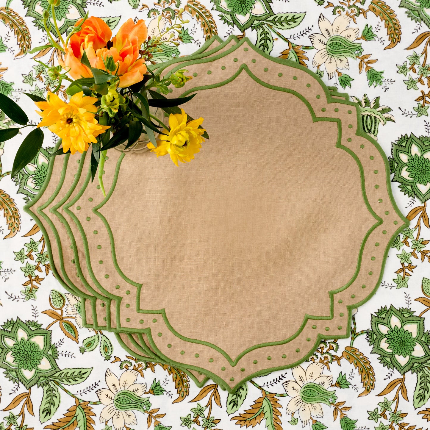 Sand & Green Celestria Placemats (Set of 4)