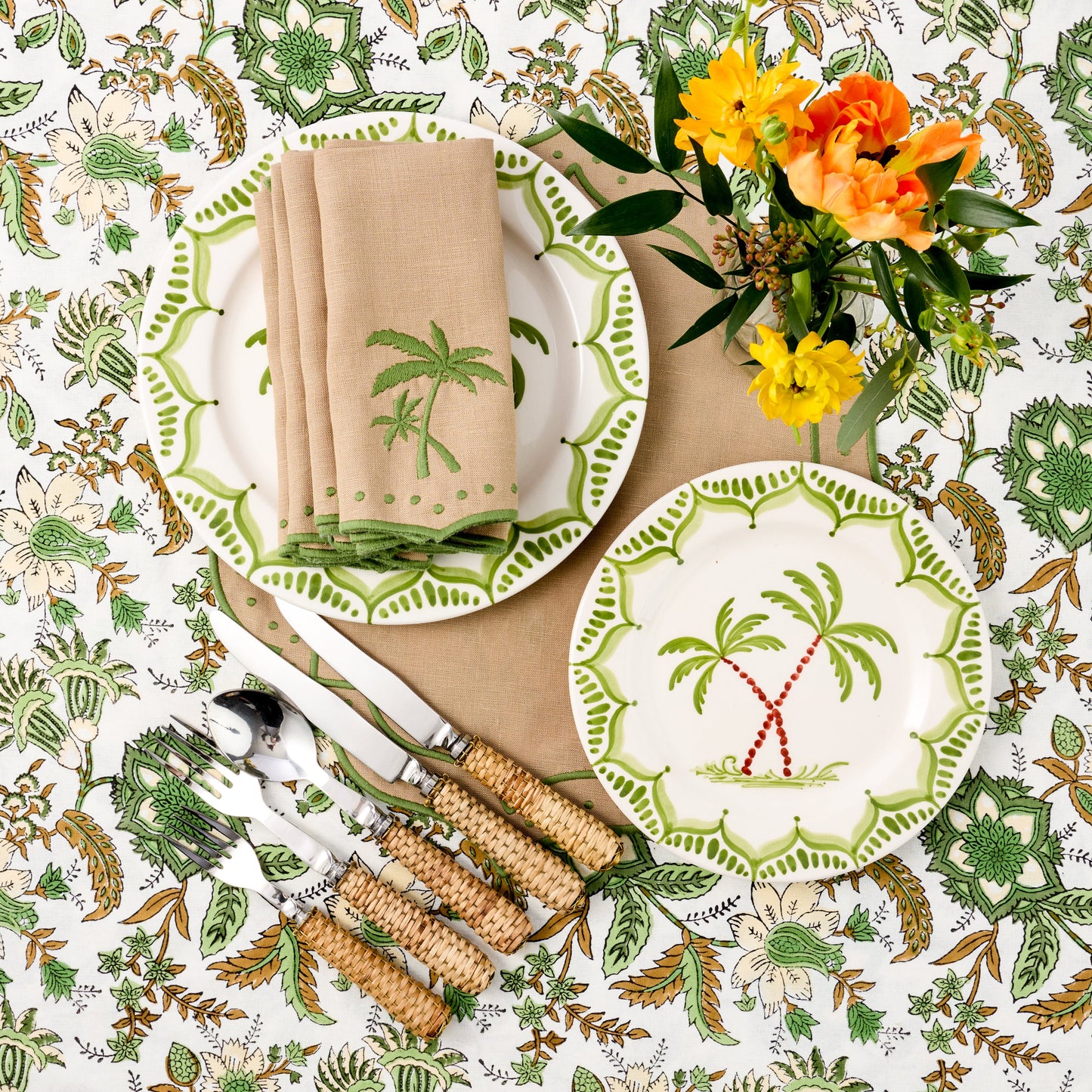 Sand & Green Celestria Palm Tree Napkins (Set of 4)