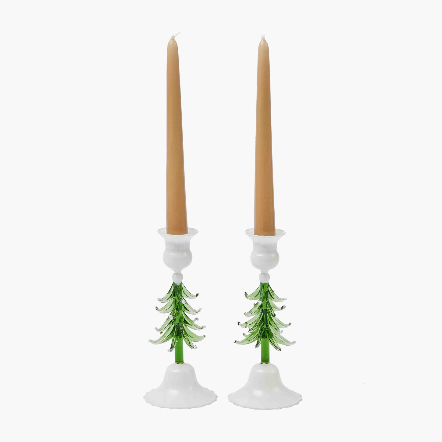 Christmas Tree Glass Candle Holder (Pair)