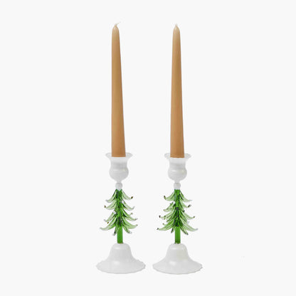 Christmas Tree Glass Candle Holder (Pair)