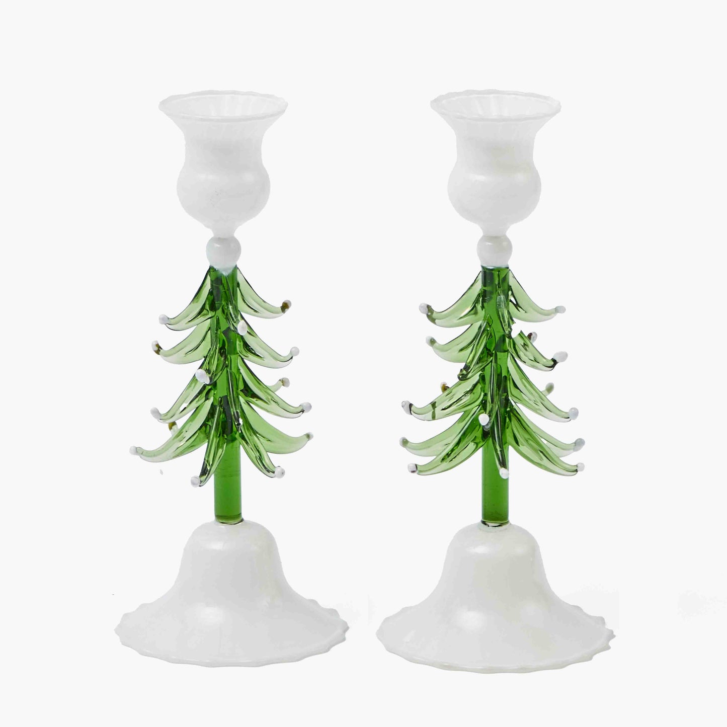 Christmas Tree Glass Candle Holder (Pair)