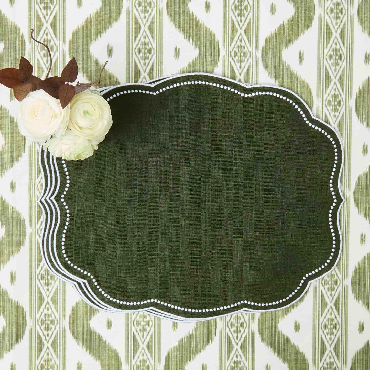 Forest Green Eloise Linen Placemats (Set of 4)