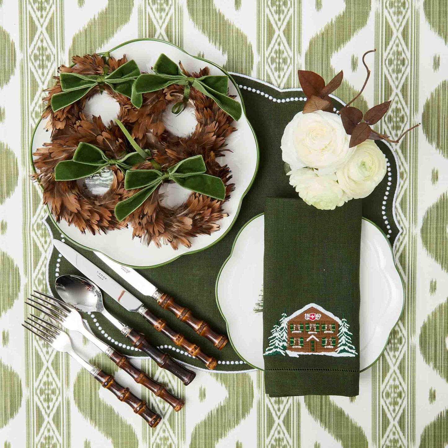 Forest Green Eloise Linen Placemats (Set of 4)