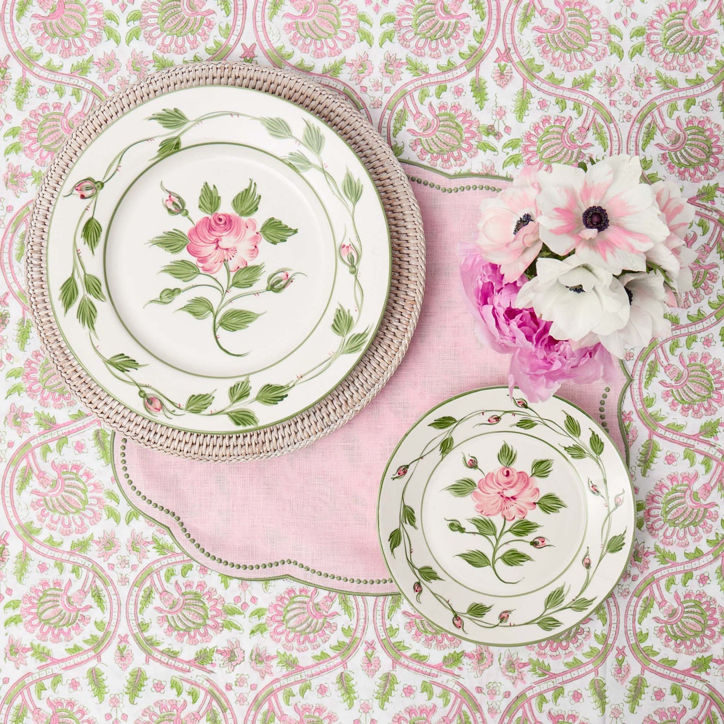 Pink & Green Eloise Linen Placemats (Set of 4)