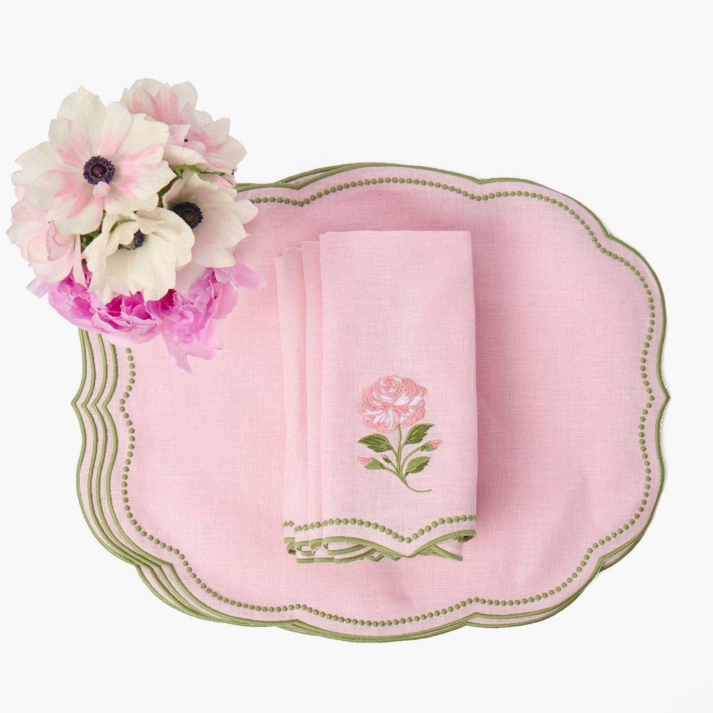 Pink & Green Eloise Linen Placemats (Set of 4)