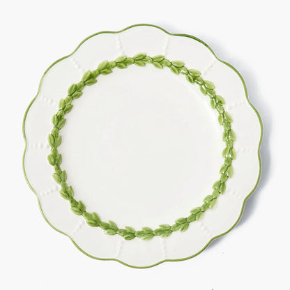 Green Laurel Dinner & Starter Plates (Set of 8)