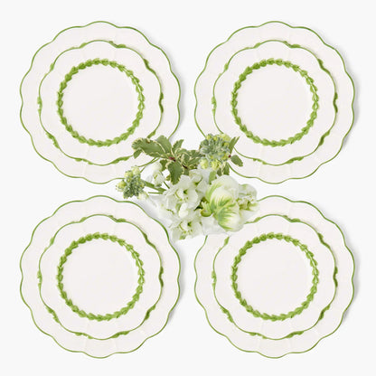 Green Laurel Dinner & Starter Plates (Set of 8)